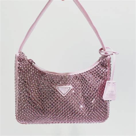 Prada pink rhinestone bag